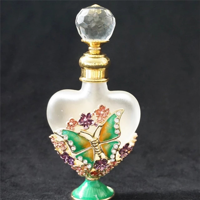 10ml heart shaped butterfly metal glass perfume bottle