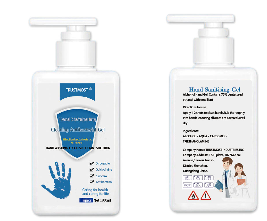 Waterless Instant Hand Sanitizer 75% Alcohol Hand Sanitizer Gel